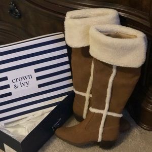 Knee high cognac boots